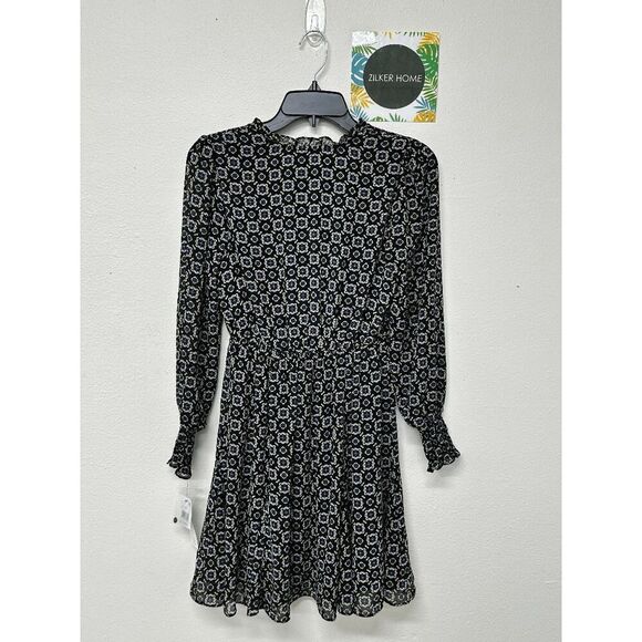 BCX Juniors' Women's Printed Smoked Shoulder Mini Dress - Black Combo XS - Picture 3 of 6